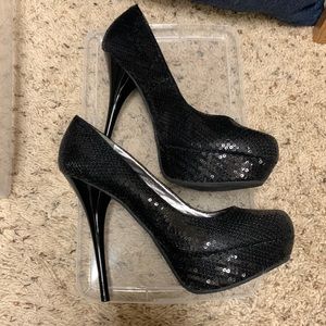Steve Madden black sparkle heels